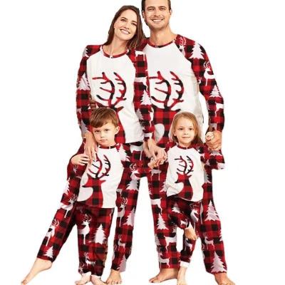 China Breathable Matching Outfit Clothes Women's Sleepwear Children Suit Parent-child Home Wear Christmas Family Full Sleeve Pajamas for sale