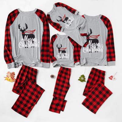 China Breathable Matching Outfit Clothes Women's Sleepwear Children Suit Parent-child Home Wear Christmas Family Full Sleeve Pajamas for sale