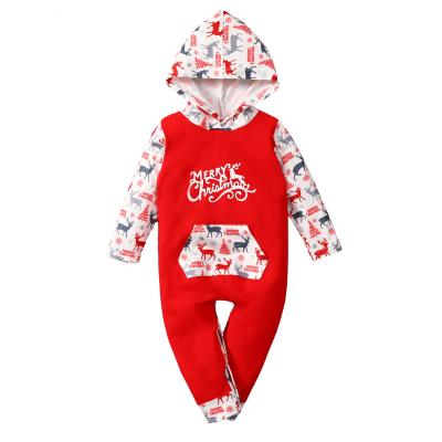 China Baby Boy Girls Romper Christmas Long Sleeve Reindeer Letter Print Jumpsuit Toddler Infant Clothing Soft Newborn Hooded Onesie Clothes for sale