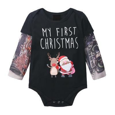 China Cute Infant Cotton Romper Floral Tattoo Print Jumpsuit Kids Soft Newborn Baby Long Sleeve Jumpsuit for sale