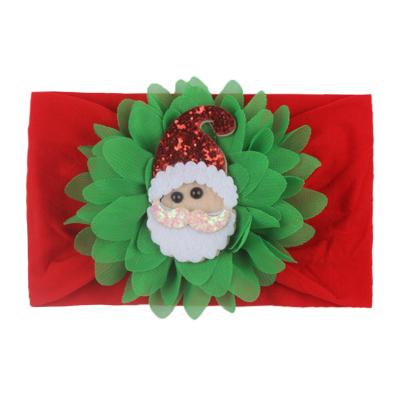 China Baby Christmas Santa Claus Headwear Kids Head Band Girls Soft Decorative Hair Accessories Kids Wide Elastic Nylon Headband for sale