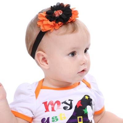 China Soft Kids Halloween Hair Band Accessories Girls Party Headwear Infant Pumpkin Wrap Headwear Turban Baby Elastic Headband Kids for sale