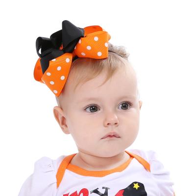 China Soft Kids Halloween Hair Band Accessories Girls Party Headwear Infant Pumpkin Wrap Headwear Bowknot Turban Baby Elastic Headband Kids for sale