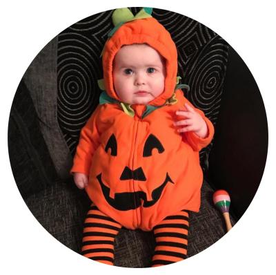 China Fleece Kids Pumpkin Party Cosplay Jumpsuit Outfits Infant Girls Boys Costume Baby Halloween Hooded Romper Clothes Toddler Jumpsuits for sale