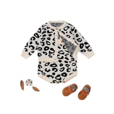 China Breathable spring baby clothes cotton leopard sweater cardigan+coats vest jumpsuits clothes girls clothes set rompers for sale