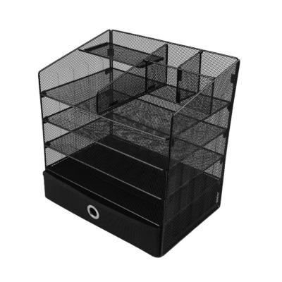 China Foldable and Disassembled Multifunctional Pen Mesh Metal Organizer Folder Storage Box Office School Stationery Holder for sale