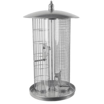 China 3 Tube Viable Squirrel Tube Bird Feeder Metal Ring Wild Hanging Bird Feeder for sale