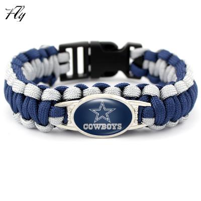 China Factory Custom Wholesale Dallas Cowboys Woven Paracord Paracord Football Teams Bracelet for sale