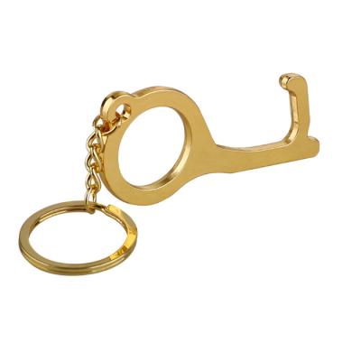 China Tool Free Open Metal Jewelry Decoration Fashion Door Key Chain No Touch Hand Free Door Open Key for sale