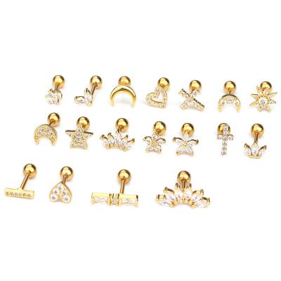 China Wholesale Casual/Sporty Design Tiny Zircon Pave Stud Earring Star Cross Earring For Women for sale