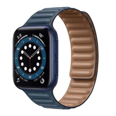 China New Water Resistant Magic Chinber Link Bracelet Watch Strap Leather Band For iWatch 38mm 40mm 42mm 44mm for sale