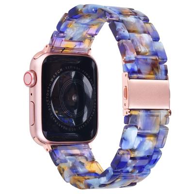 China New Design Chinber Water Resistant Women Resin Strap Steel Watch Band For Apple Watch Band 4 40mm 44mm for sale