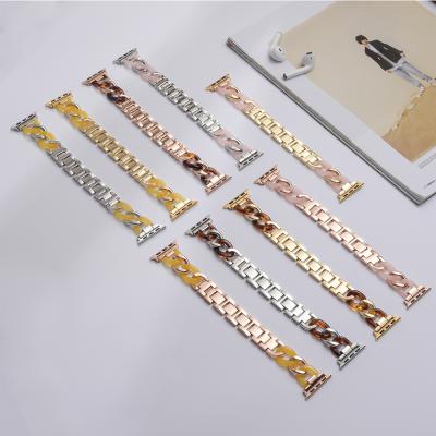 China Water Resistant Chinber Fashion Ladies Stainless Steel Strap Strap Resin Watch Band For iWatch for sale