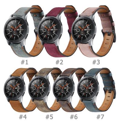 China Classic High Quality Genuine Leather Water Resistant Chinber Strap Watch Band Strap For Samsung Watch 46mm for sale