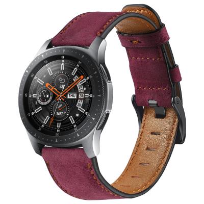 China Water Resistant Chinber Red Color Watch Strap Hot Selling Genuine Leather Watch Band For Samsung Watch for sale