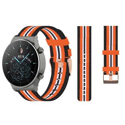 China Water Resistant Chinber 22mm Multicolor Stripe Fabric Nylon Watchband For Huawei GT2 PRO Smart Watch Band for sale