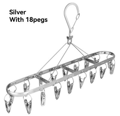 China Modern Multi-Function Indoor Cleaning Hanger with Pegs and Stainless Steel Clothing Socks Hanger for sale