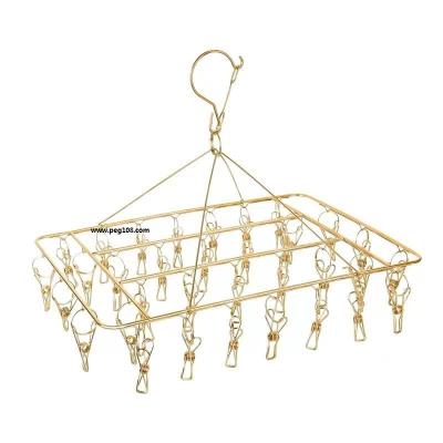 China 316 square sock hanger gold 316 stainless steel frame marine grade material 4.0cm with 36pegs and with 34pegs for sale