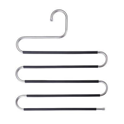 China Universal Square Stainless Steel Pants Hangers 5-Layers Space Saving Magic Hanger S-Type Rack for sale