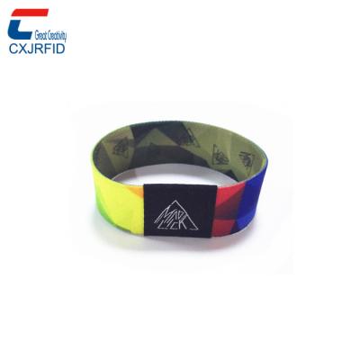 China waterproof/weatherproof NO MOQ LIMITED ISO 14443A nfc reusable wristband fabric rfid elastic wristband woven fabric polyester wrist band for sale