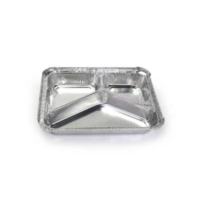 China Hot Sale 3 Compartment Aluminum Foil Food Container For Fast Food for sale