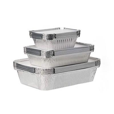 China Food Customized Disposable Rectangular Aluminum Foil Container With Lid for sale