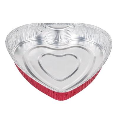 China Food Heart Shaped Aluminum Foil Bake Container With Plastic Lid for sale