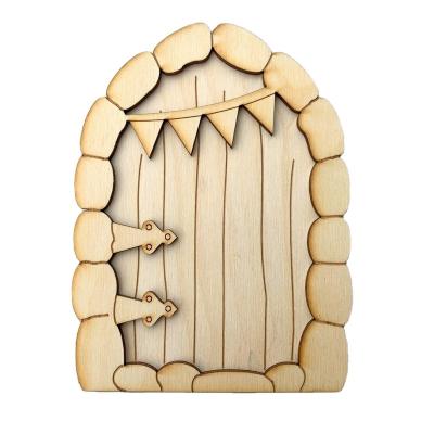 China Wanuocraft OurWarm 6pcs 3D Craft Kit Wooden Fairy Garden Door Decoration Viable Welcome Mat With Window for sale