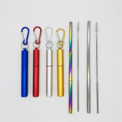 China WanuoCraft Stainless Steel Reusable Reusable Metal Travel Straws Stainless Steel Drinking Straw with Key Chain Storage Case and Cleaning Brush for sale