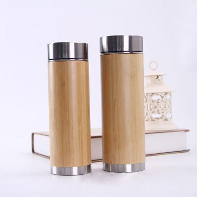 China WanuoCraft Stainless Steel Sustainable Double Insulated Travel Thermos Mug Bamboo Tumbler With Tea Infuser Bottle Loose Leaf Strainer for sale