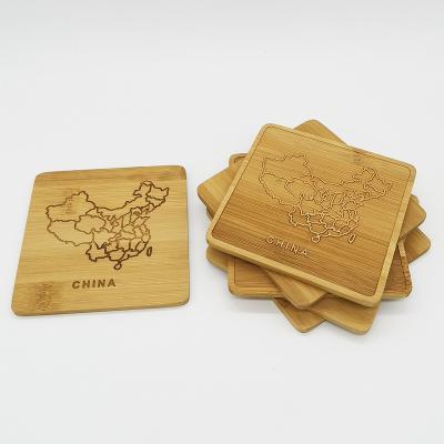 China WanuoCraft Logo Tea Bamboo Coaster Beech Custom Made 100% Natural Eco-Friendly Wooden Coffee Cup Mat for sale