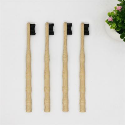 China Wanuocraft Eco-Friendly Natural Biodegradable Charcoal Round Bamboo Toothbrush for sale