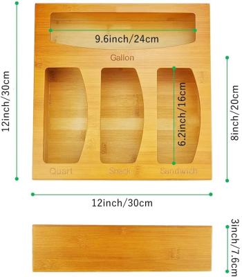 China Wanuocraft Sustainable Compatible Food Bag Storage Bag Ziplock Organizer Holders Bamboo Drawer Set for sale