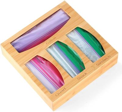 China Wanuocraft Private Label Food Bag Storage Viable Drawer Organizers Bamboo Ziplock Organizer for sale