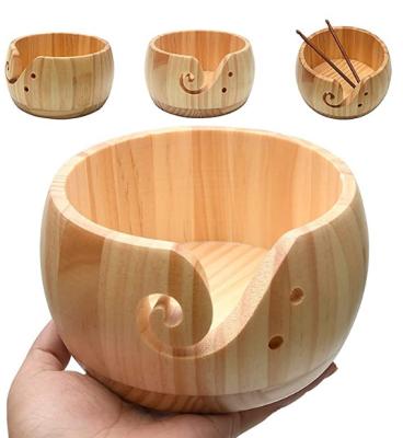 China Torus Hand Knitting Yarn Wanuo Different Sizes Handmade Wooden Bamboo Yarn Rolls Storage Sewing Knitting Needles Thread Balls Storage Log Yarn Bowl for sale