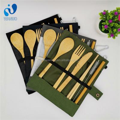 China WanuoCraft 20cm Travel Sustainable Reusable Bamboo Utensils Bamboo Cutlery Set Bambu Cutlery for sale