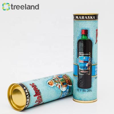 China Recycled Luxury Printed Cardboard Wine Bottle Box Wine Cylinder Packaging for sale