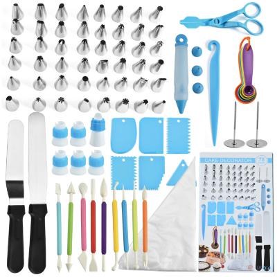 China Viable Wholesale Plastic Pastry Spatula 78Pcs Smoother Bulk Scrapers Cake Decorating Tool Kit for sale