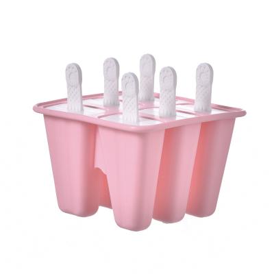 China Sustainable Flexible Easy Release 6 Cavity Stackable Silicone Ice Cream Molds Commercial Pop Popsicle for sale