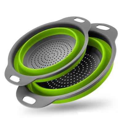 China Sustainable 2 Pieces Set Removable Silicone Multifunctional Collapsible Vegetable Tools Sink Strainer Kitchen for sale