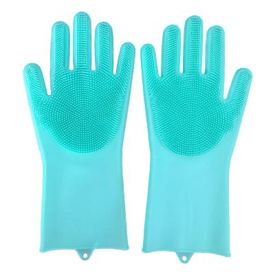 China Multifunctional Multi-Color Silicone Latex Cleaning Waterproof Dishwashing Gloves With Scrubber for sale