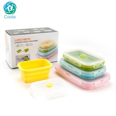 China 500ML Kids Viable Leak Proof Reusable Food Storage Containers Collapsible Silicone Lunch Boxes for sale