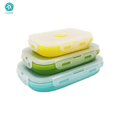 China Sustainable 1200ML Custom BPA Free Kids Collapsible Rectangle Collapsible Silicone Lunch Box for sale