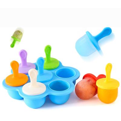 China Diy China Best BPA Free Durable 7-Hole Ice Cream Mold Baby Silicone Popsicle Molds for sale