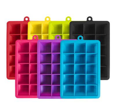 China Diamond Shape Ice Making 15 Tray With Lid Viable Non-Toxic Grid Silicone Ice Cube for sale