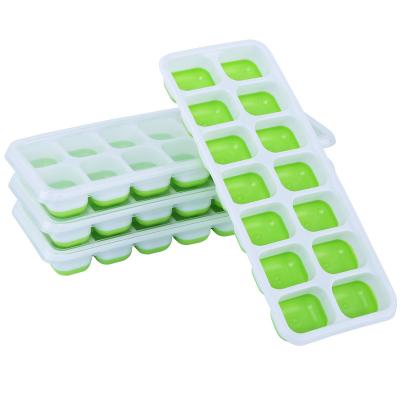 China 14 Holes Durable Easy-Release BPA Free Ice Maker for Whiskey, Smoothie, Drinks Durable Silicone Ice Cube Tray with Removable Lids for sale