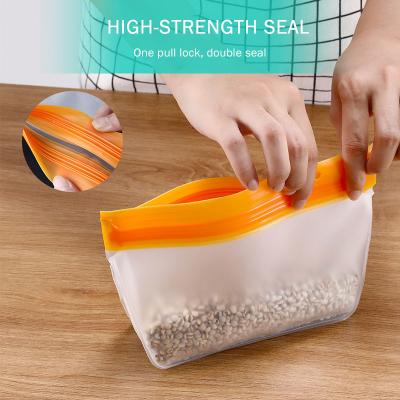 China Sustainable Portable Kitchen Reusable Zip Lock Snacks 750ml Peva Vacuum Storage Bags for sale