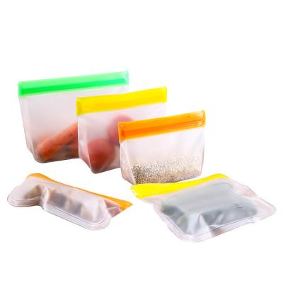 China 600ml 950ml 1600ml Viable Foldable Vacuum PEVA Reusable Food Storage Bag Holder For 6 Packs for sale