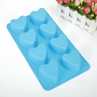 China Disposable DIY Handmade Decoration Tool Baking 8 Heart Shape Silicone Cake Mold for sale