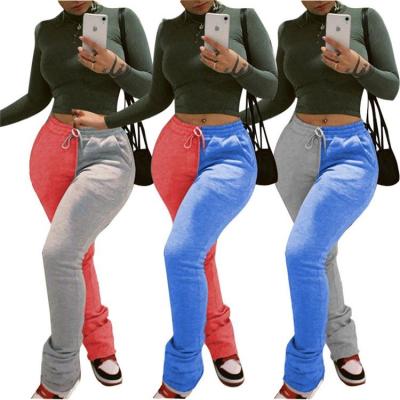 China Solid Color Breathable Quilting Leisure Sports Women's Thick Drawstring Women's Stacked Sports Tracksuit Pants for sale